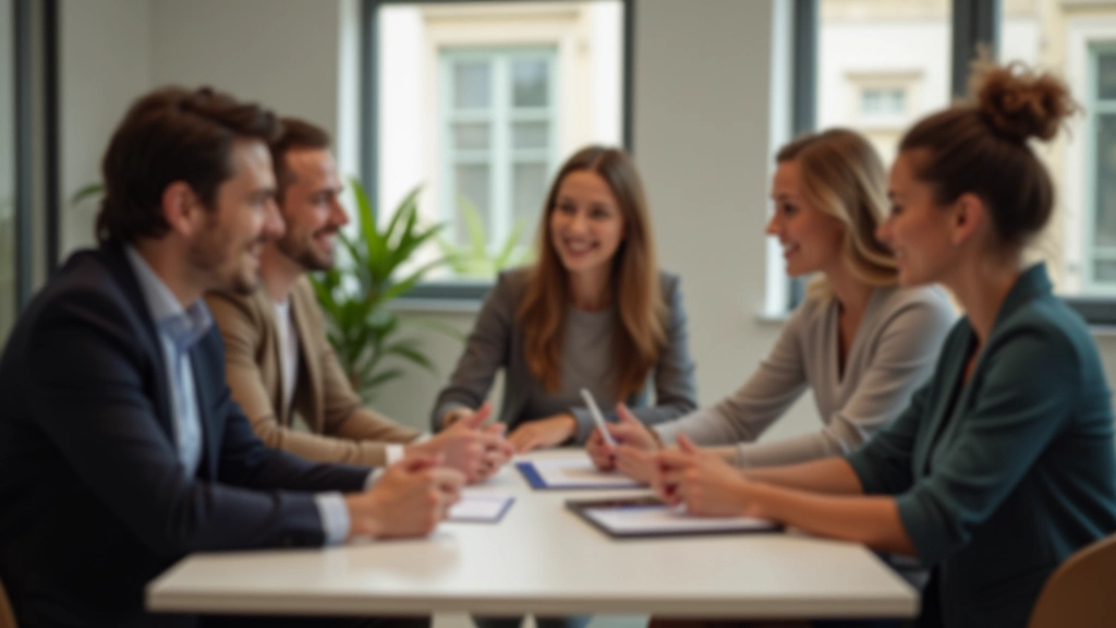 Equipa de trabalho em ambiente colaborativo, pessoas interagindo positivamente